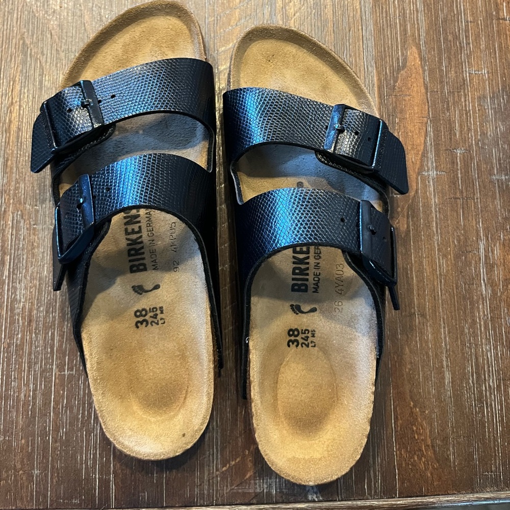 Birkenstock Arizona black shiny lizard